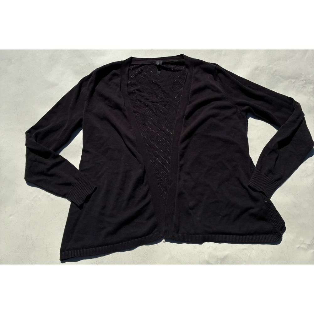 Maurices Open Front Cardigan Black Pointelle Crochet Back Knit Sweater Size 0